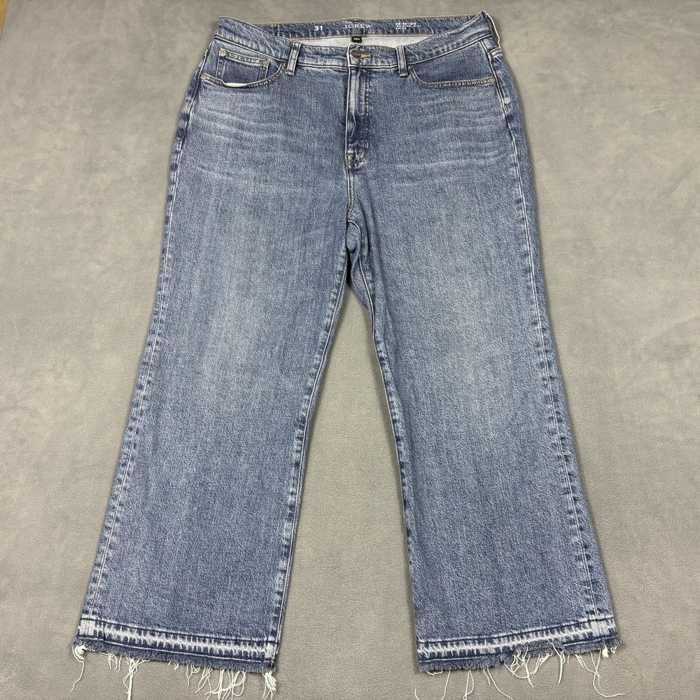 J. Crew Factory Mid Blue Wide-Leg Cropped Jeans - Picture 2 of 10